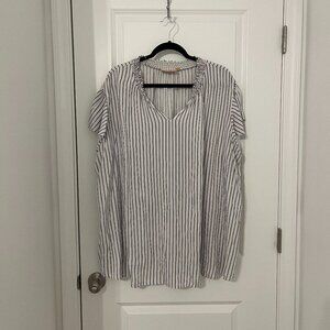 Evri Black & White Striped Lightweight Breathable Blouse Size 4X